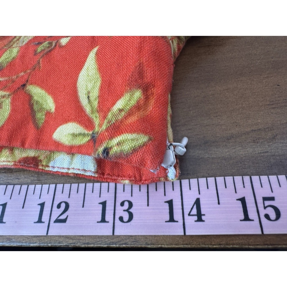VTG Premise Orange Floral Linen Skirt 4 Pockets Twirl Boho Autumn Fall Colorful - Picture 10 of 12